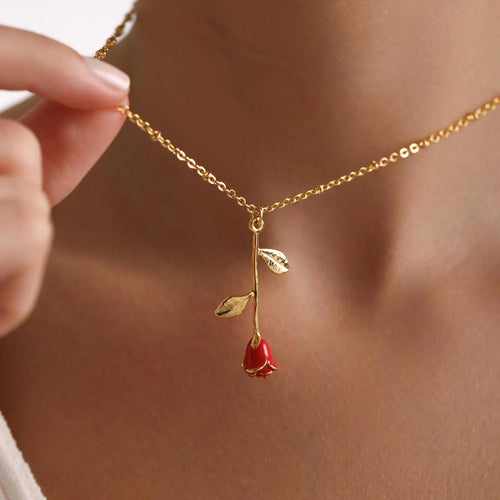 SARKAN GÜL TEMALI GÜMÜŞ KOLYE